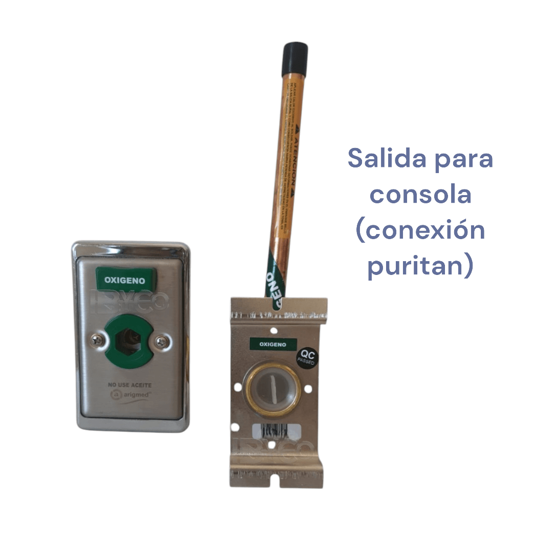 Toma Completa oxígeno Medicinal Para muro tablaroca o consola Puritan Arigmed